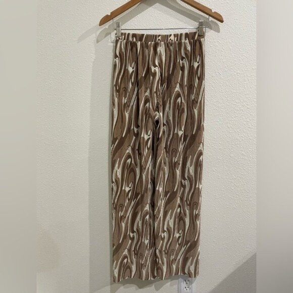 Anthropologie Boho Mod Swirl Pattern Set Feminine Front Tie Wide Leg Pleated - Picture 13 of 13